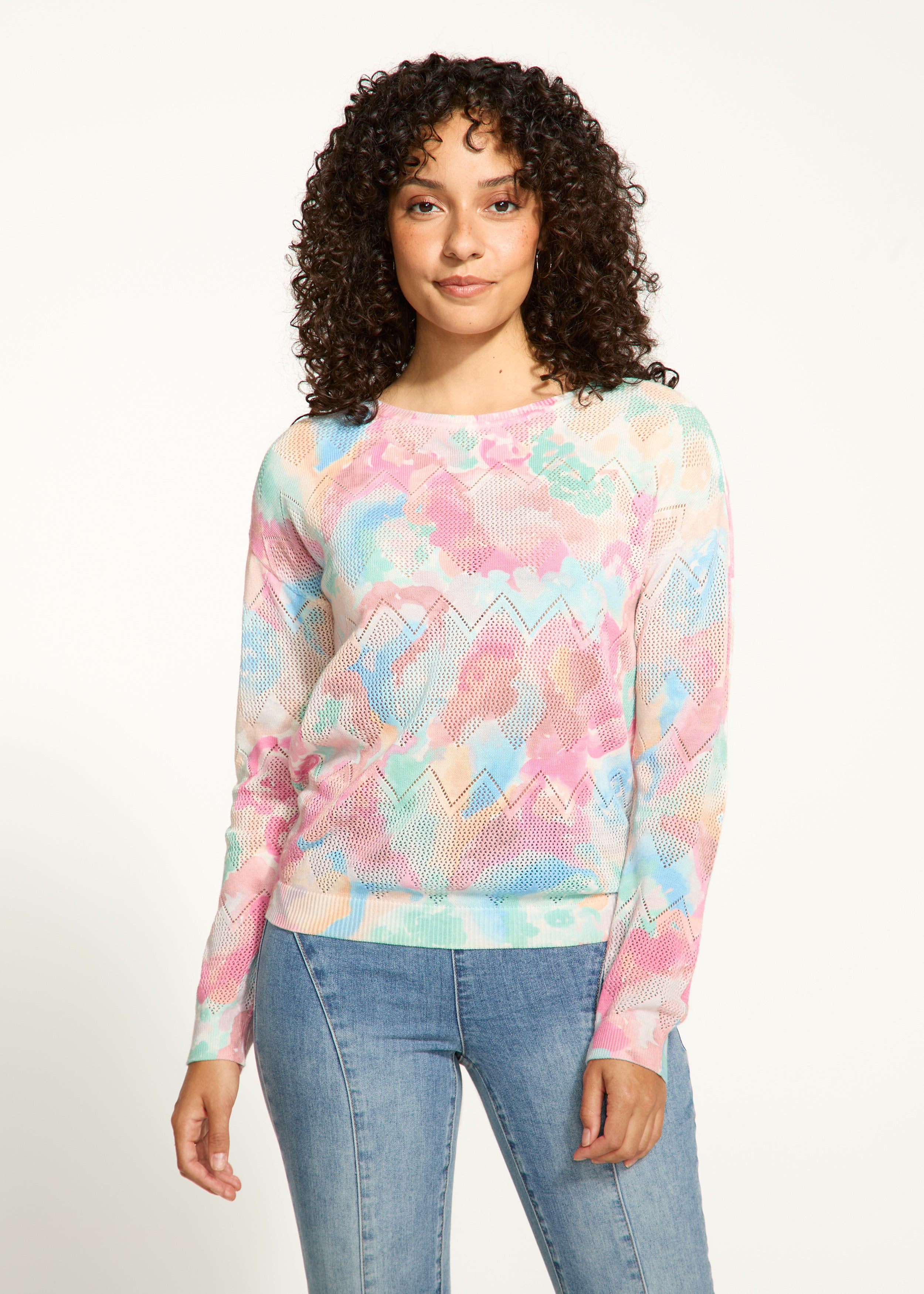 Pointelle Printed Sweater (1337624)