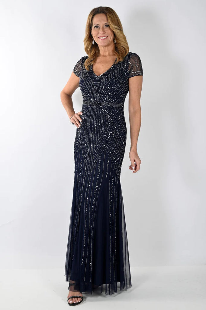 Navy Beaded Gown (FL0092)