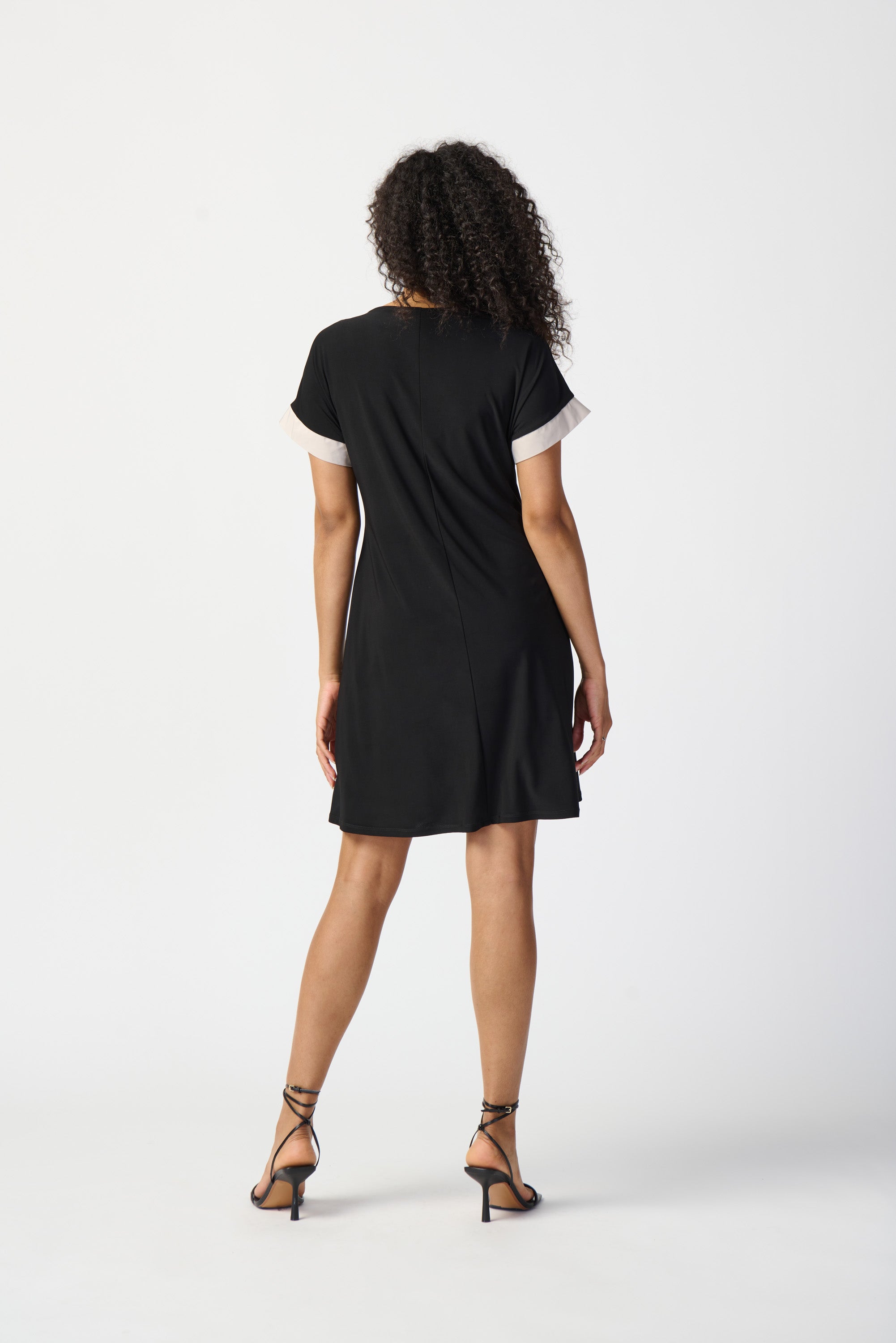 Silky Knot Colour Block A-Line Dress (241030S25)