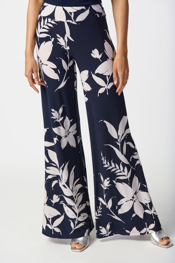 Floral Print Silky Knit Pull-On Pants (241199)