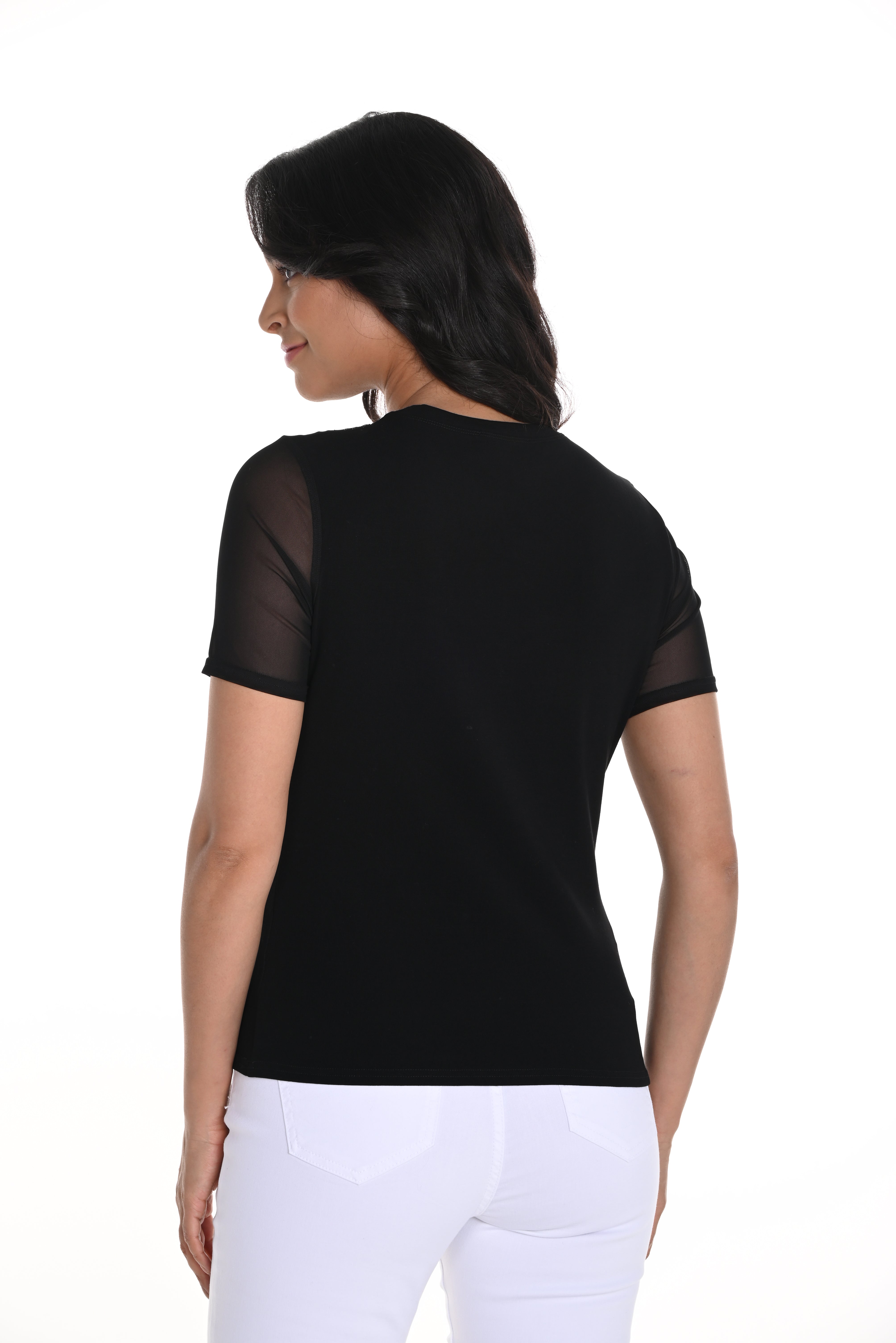 T Shirt with Sheer Neckline (241311U)