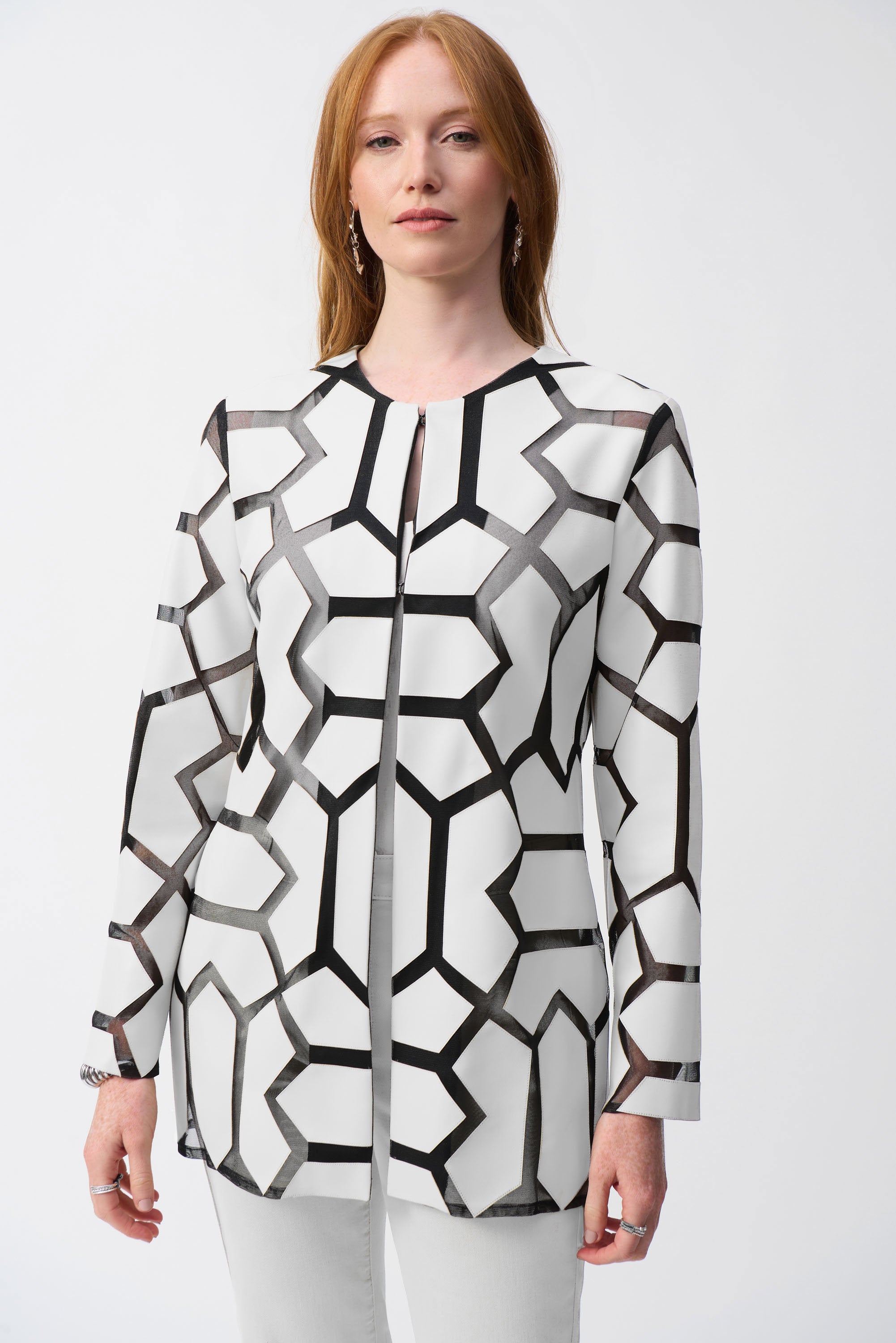 Laser-Cut Leatherette on Mesh Jacket (241905S25)