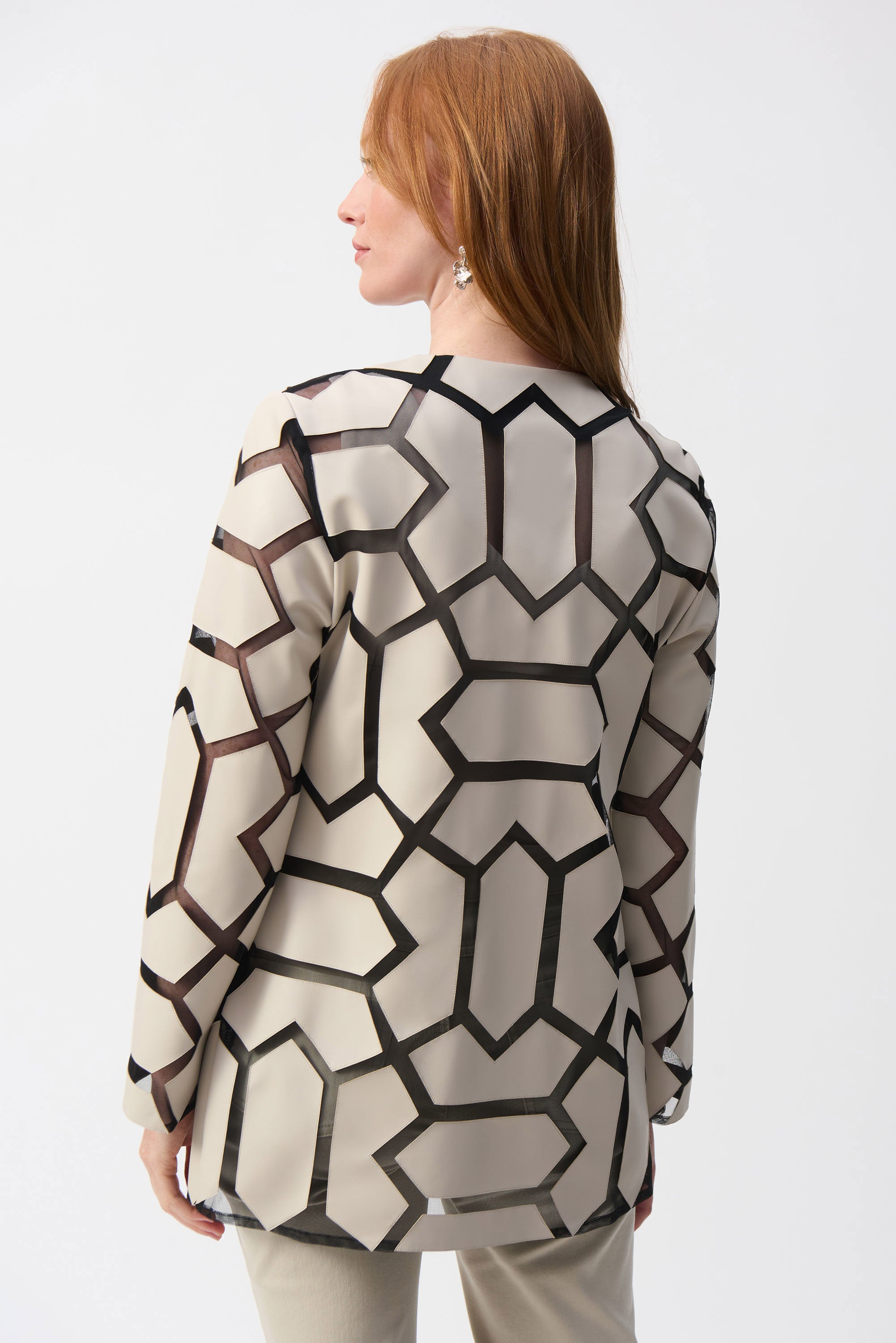 Laser-Cut Leatherette on Mesh Jacket (241905S25)