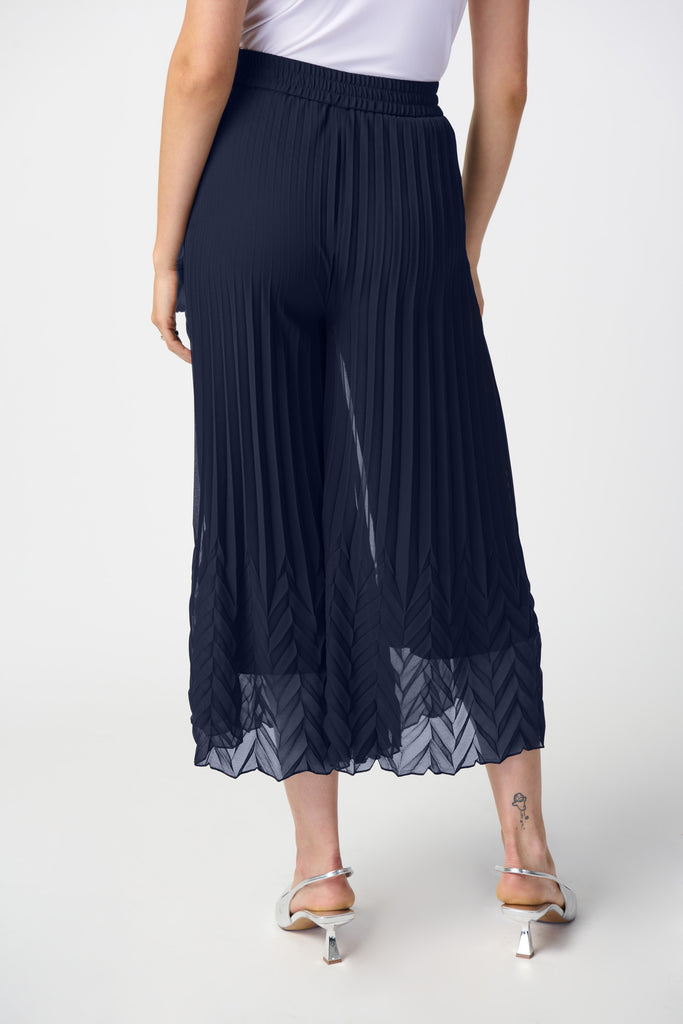 Chiffon Pleated Pull-On Culotte Pants (241931)