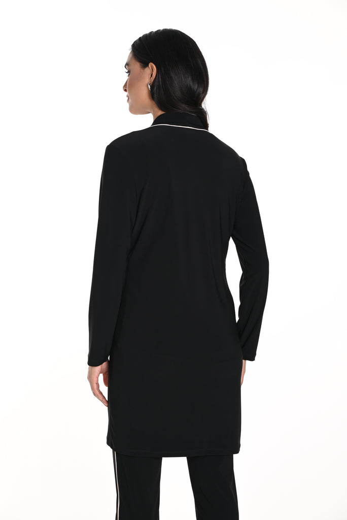 Black Cardigan with Beige Trim (243019)