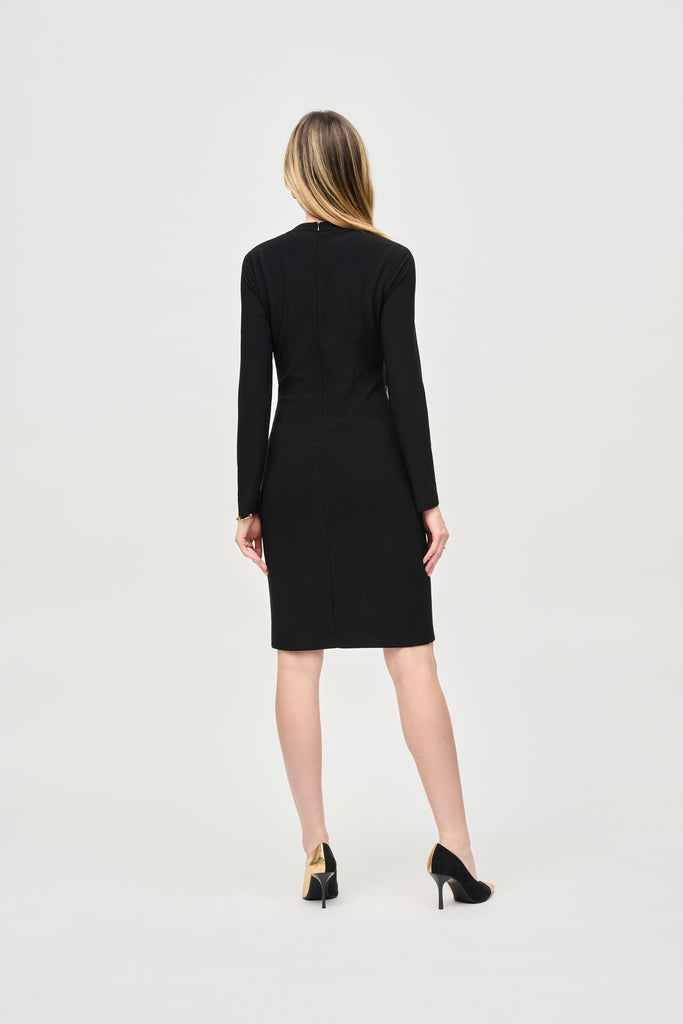 Silky Knit and Leatherette Sheath Dress (243274)