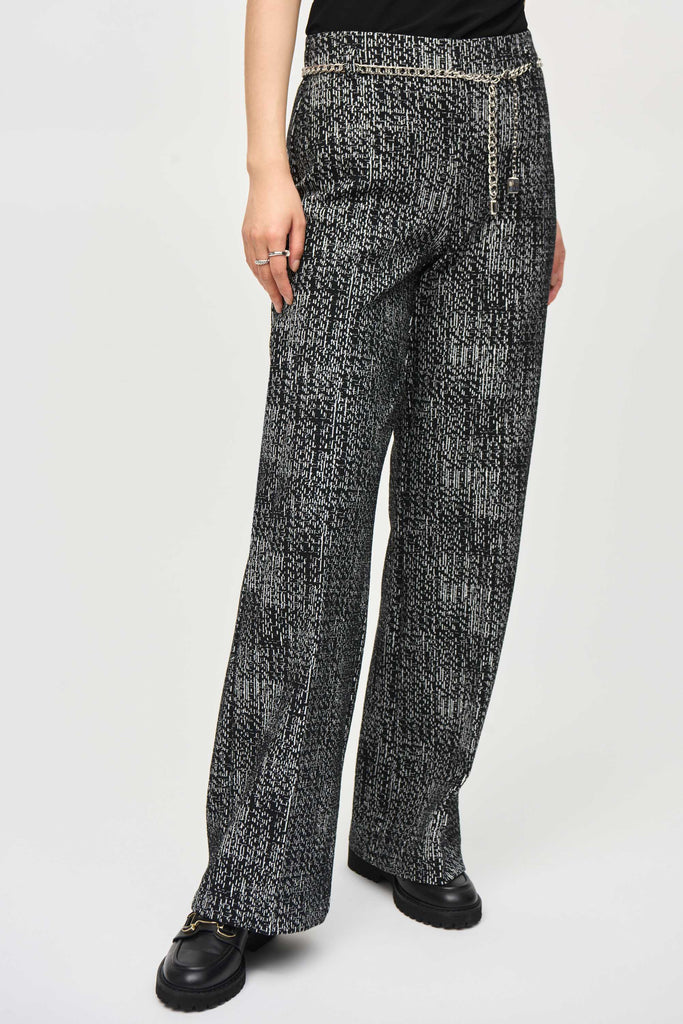 Tweed Knit Wide-Leg Pull-On Pants (243288)