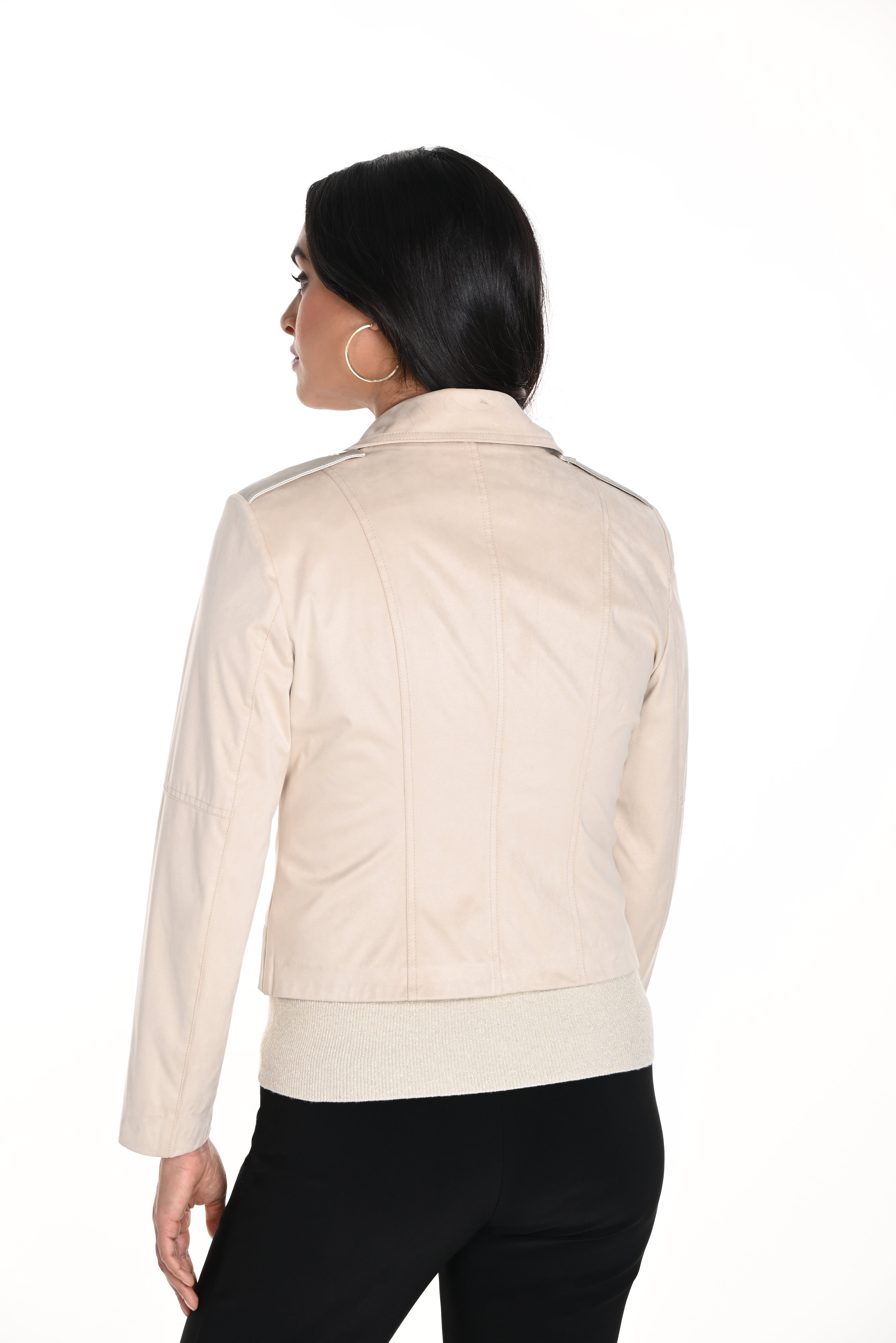 Beige Moto Jacket (243502S25)