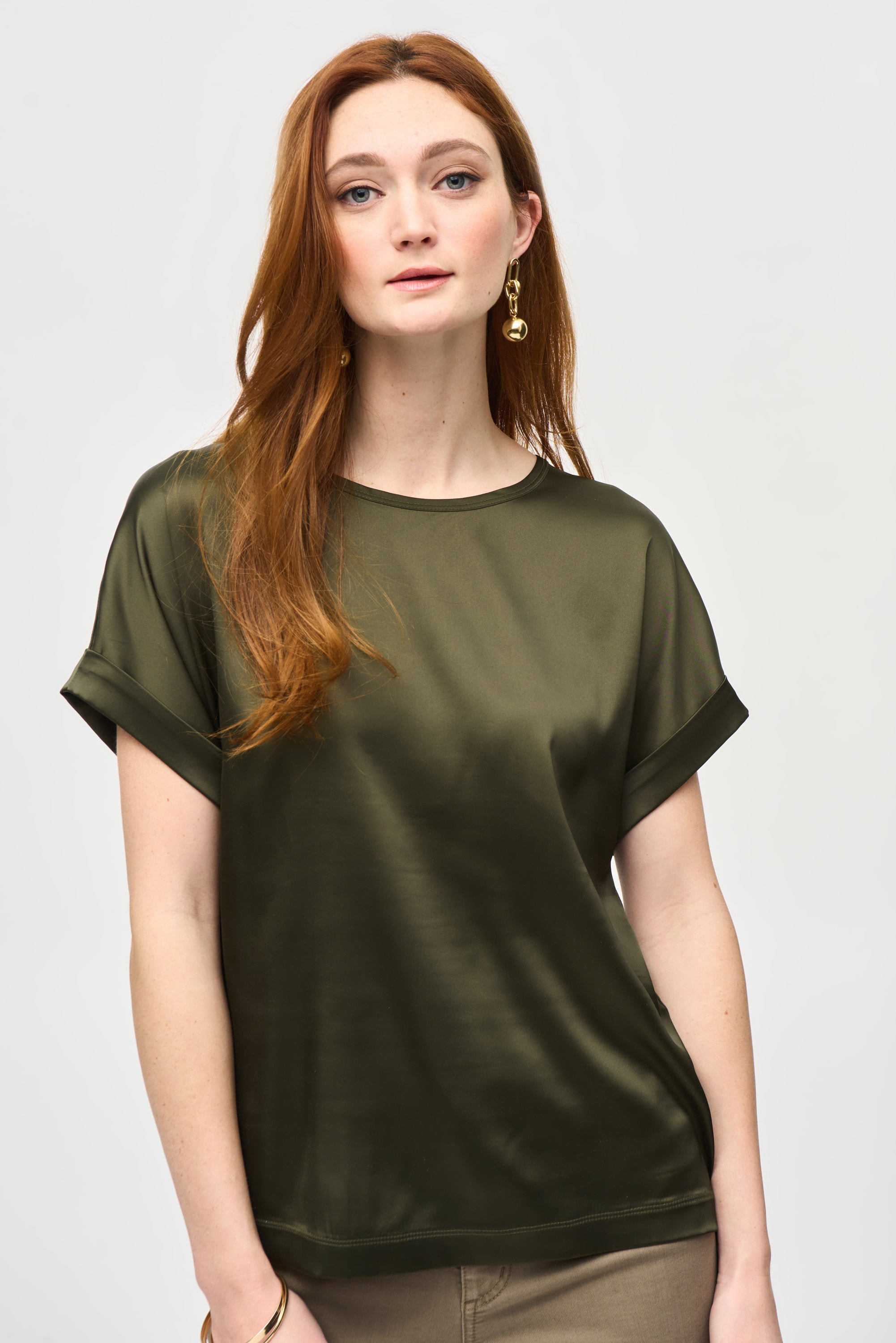 Satin Front Short Sleeve Top (243912)