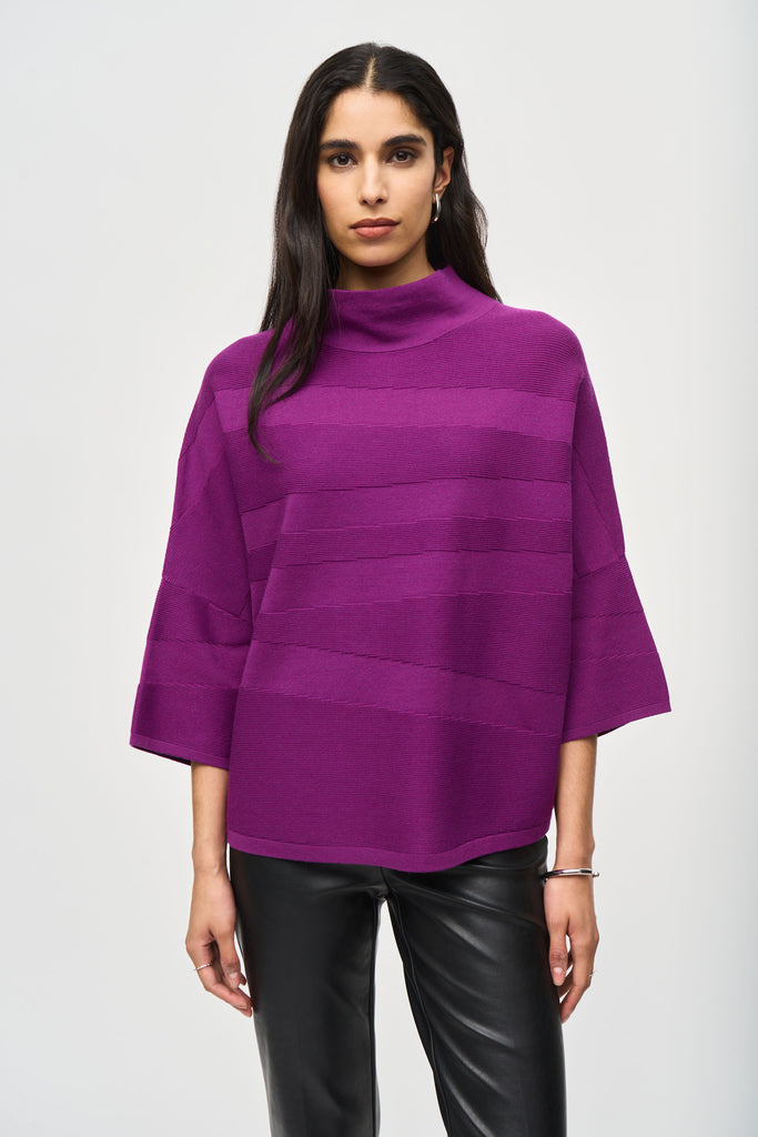 Sweater Knit Mock Neck Boxy Top (243953)