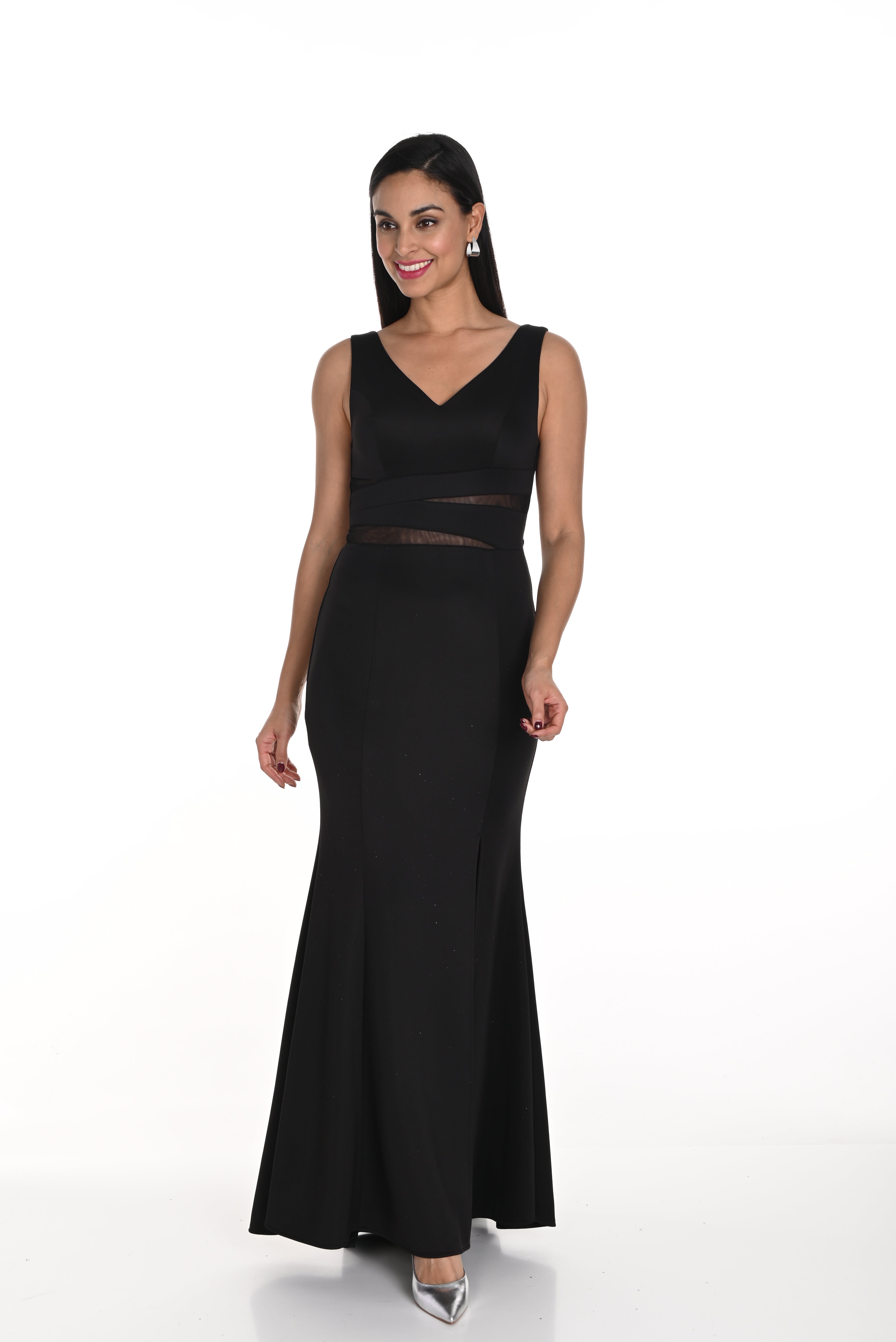 Black Gown with Beaded Back Detail (FL0134)