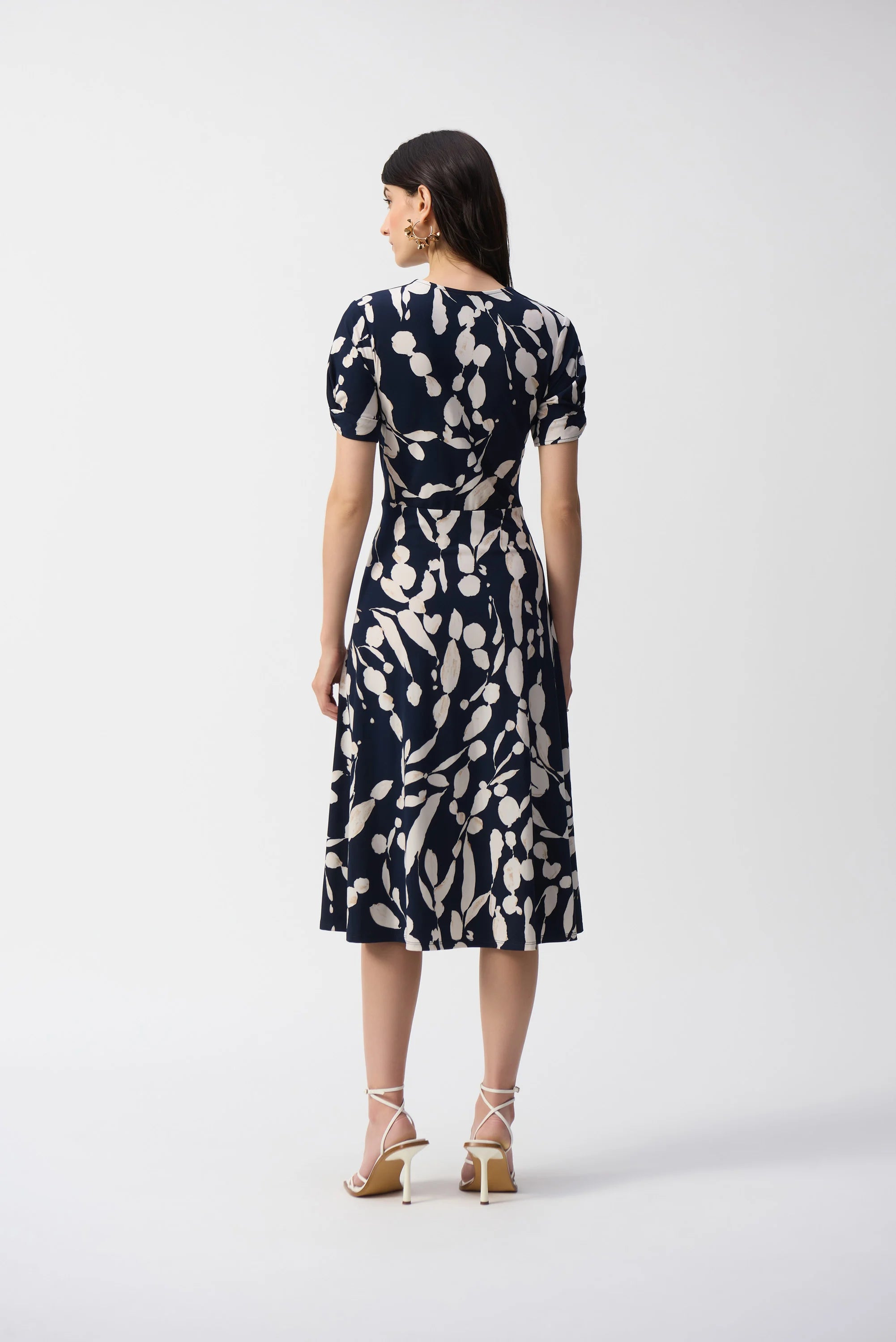 Silky Knit Abstract Print Wrap Dress (251014)