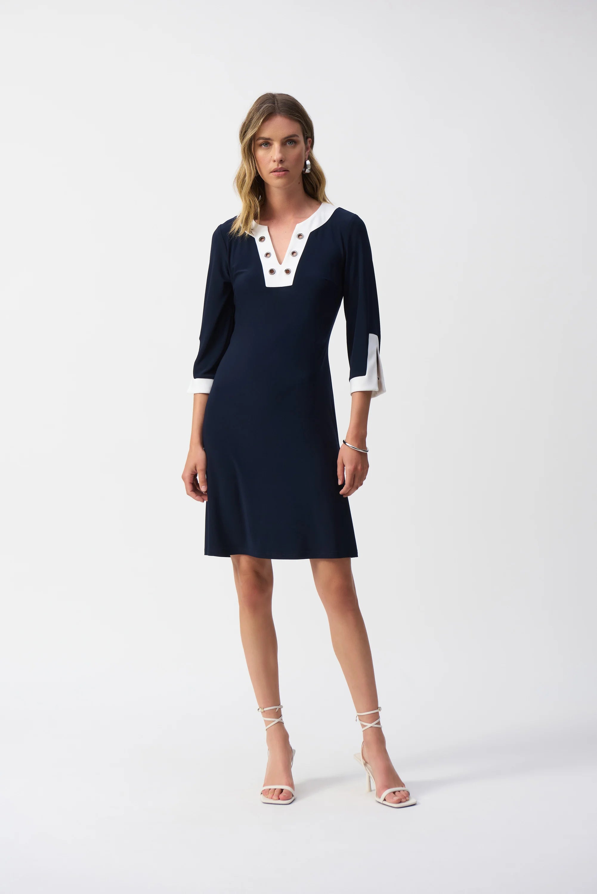 Silky Knit Colour Block A-Line Dress (251046)