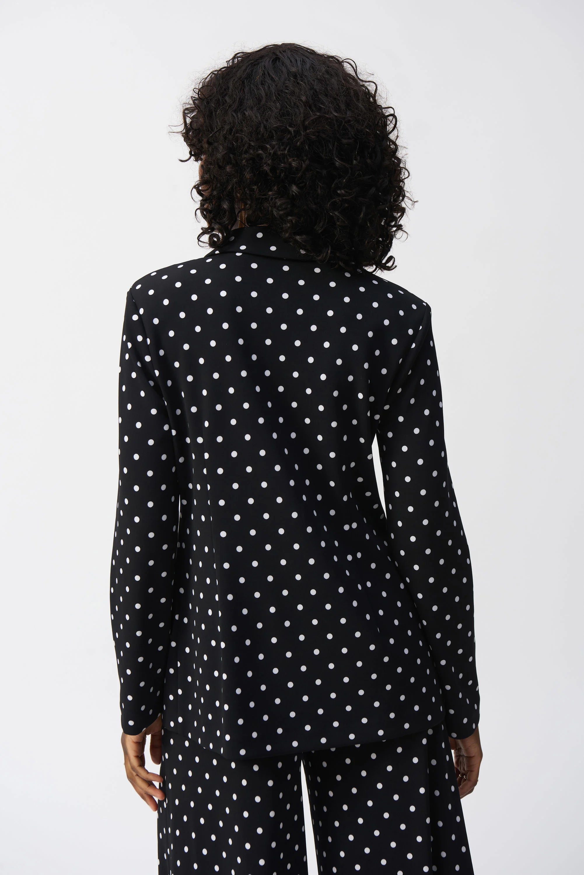 Silky Knit Dot Print Boxy Blazer (251051)