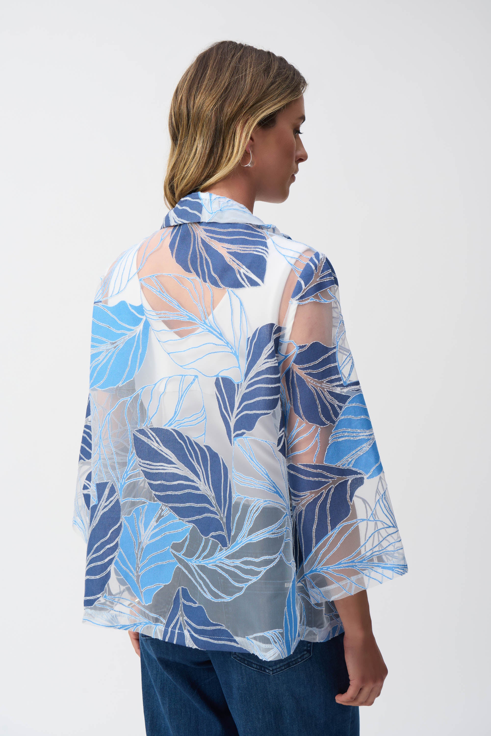 Novelty Leaf-Print Trapeze Jacket (251135)