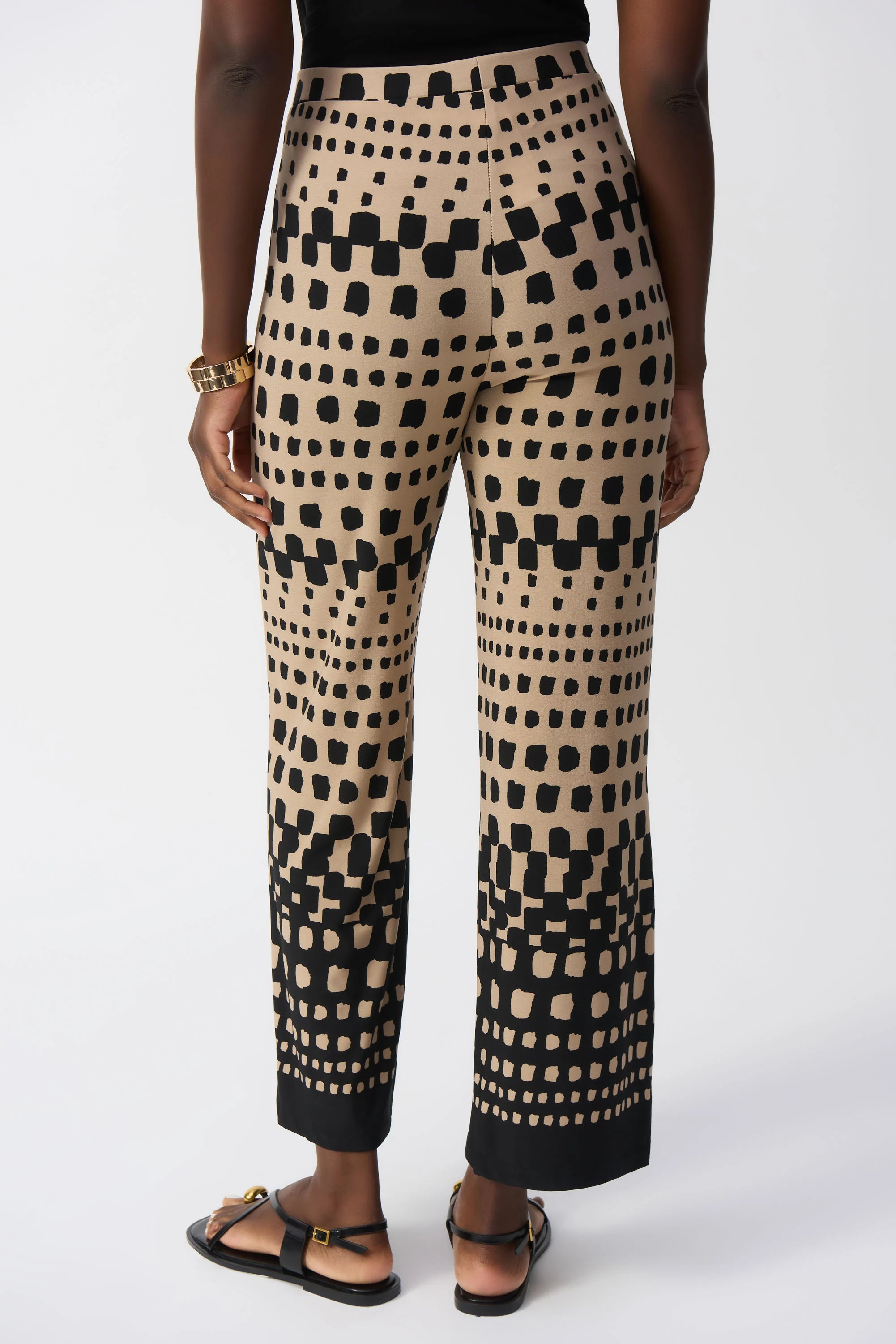 Silky Knit Dot Print Wide-Leg Pants (251188)