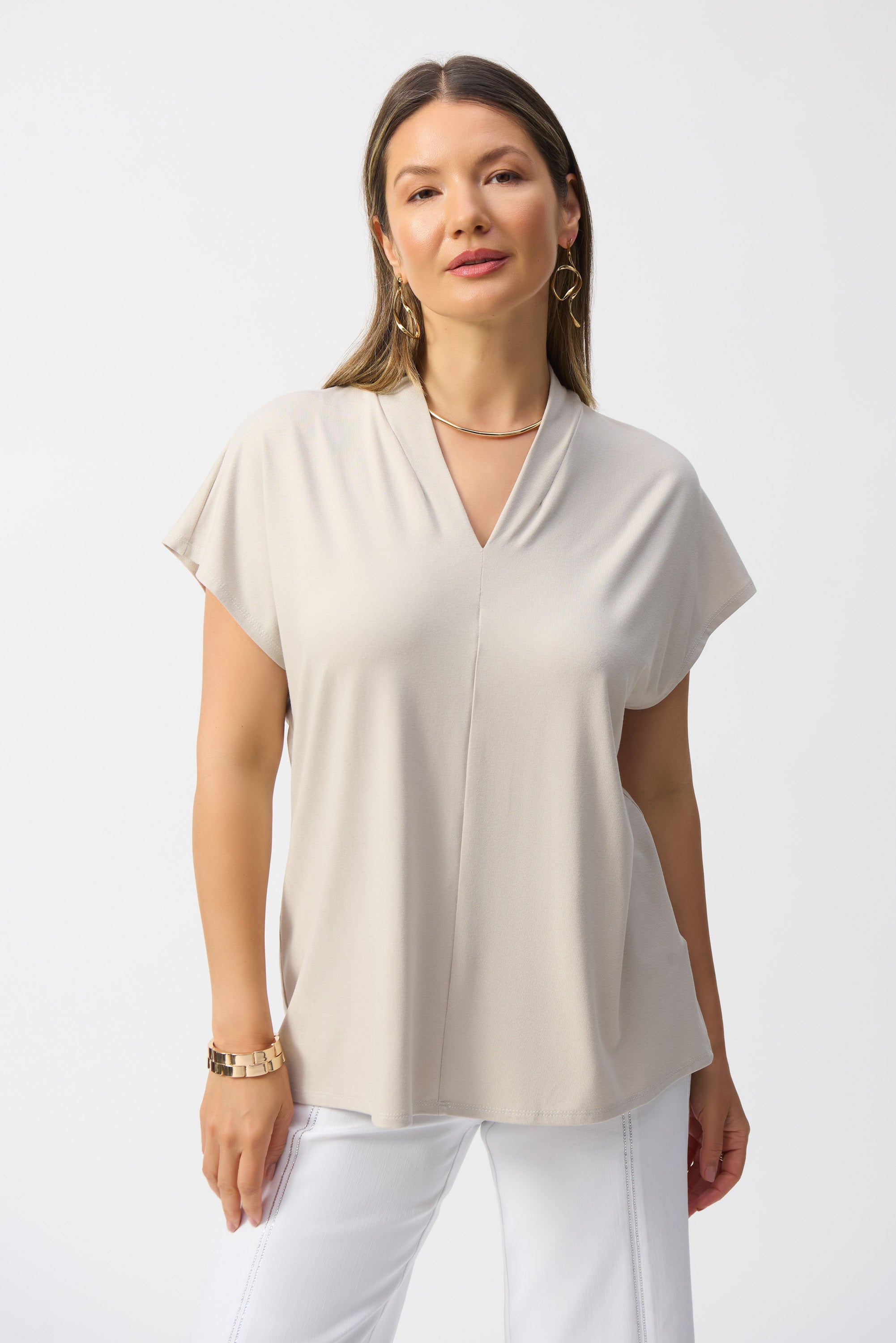 Jersey Short Sleeve Straight Top (251286)