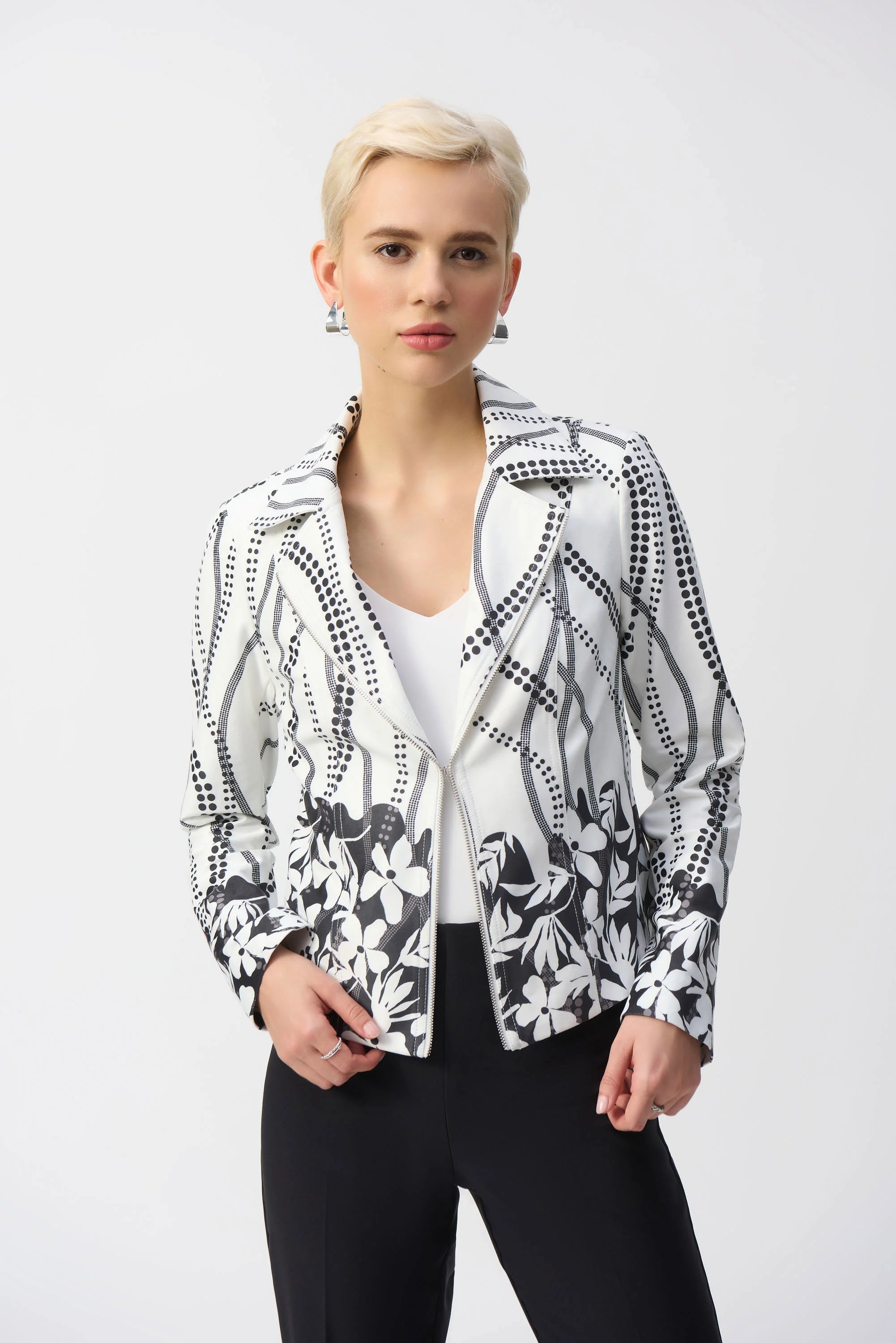 Faux Suede Floral Print Jacket (251910)