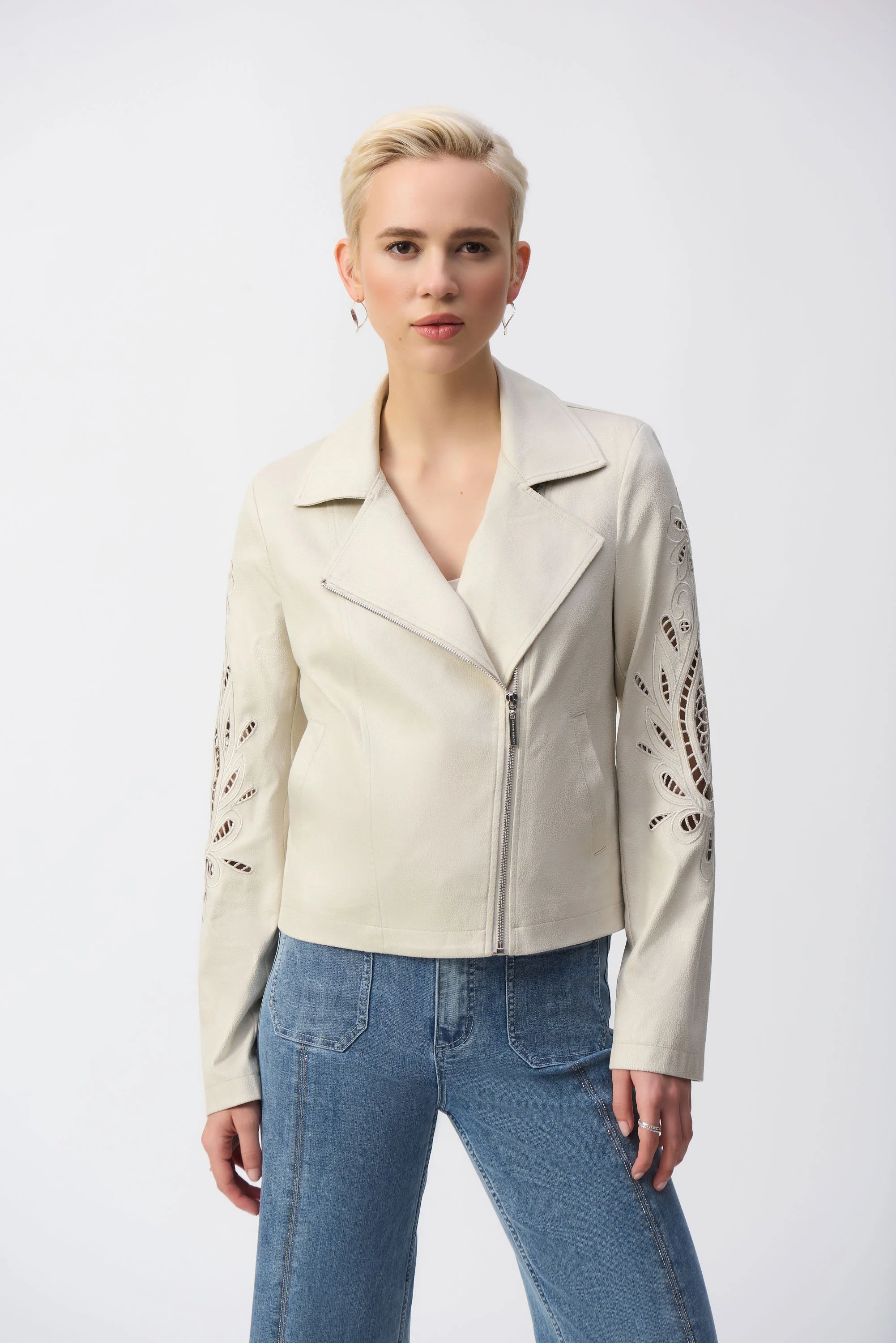 Foiled Faux-Suede Moto Jacket (251936)