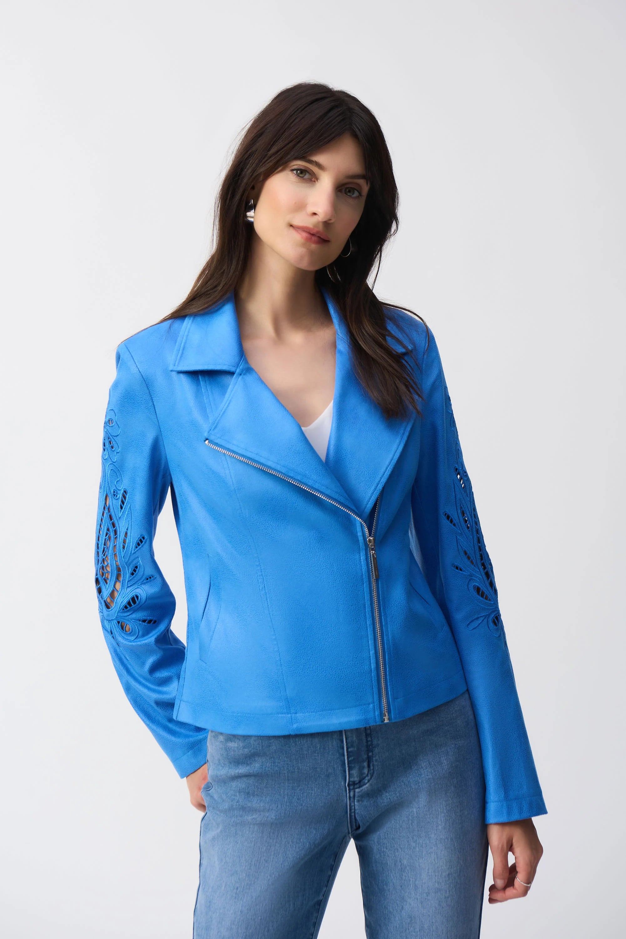 Foiled Faux-Suede Moto Jacket (251936)