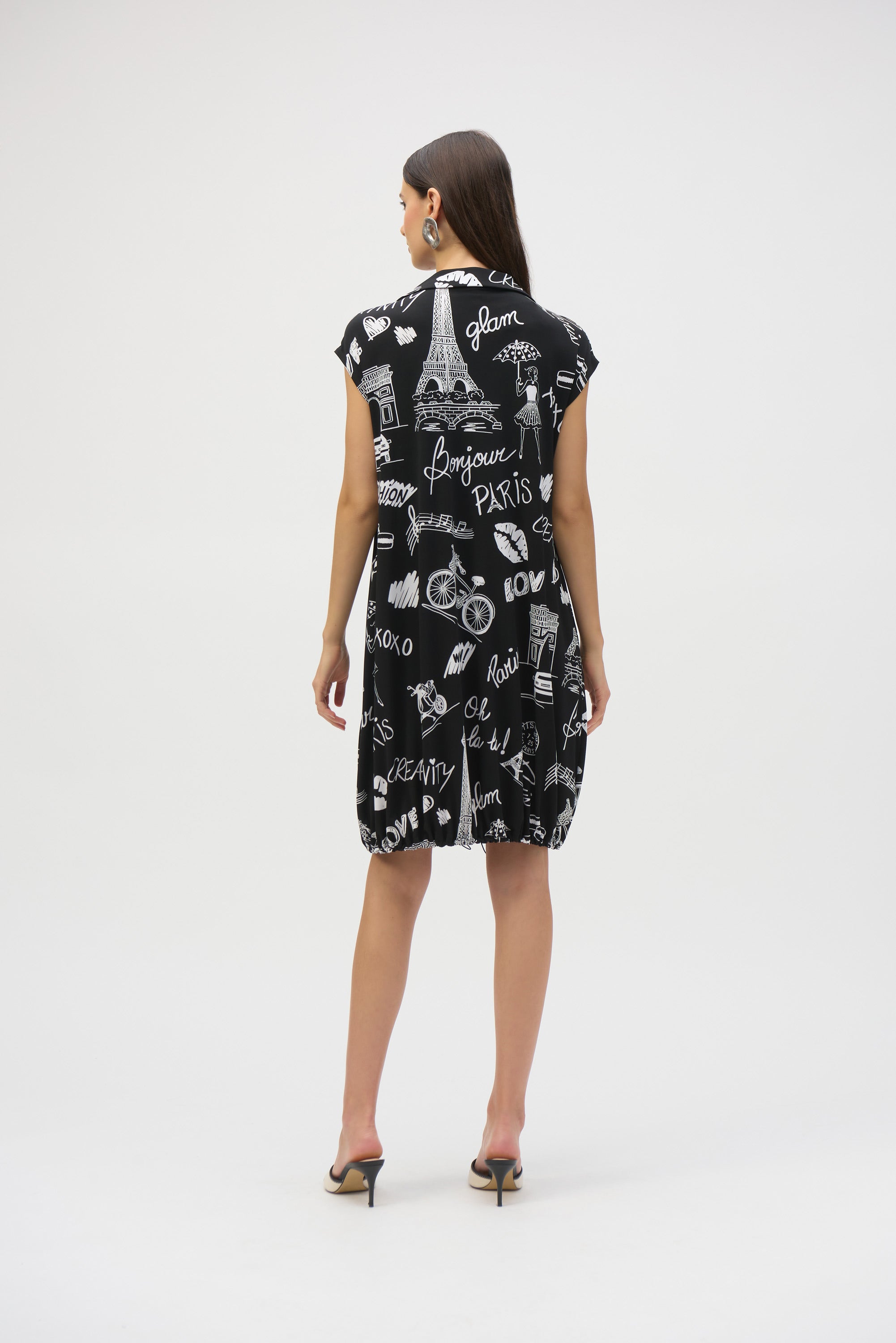 Silky Knit Conversational Print Cocoon Dress (252025)