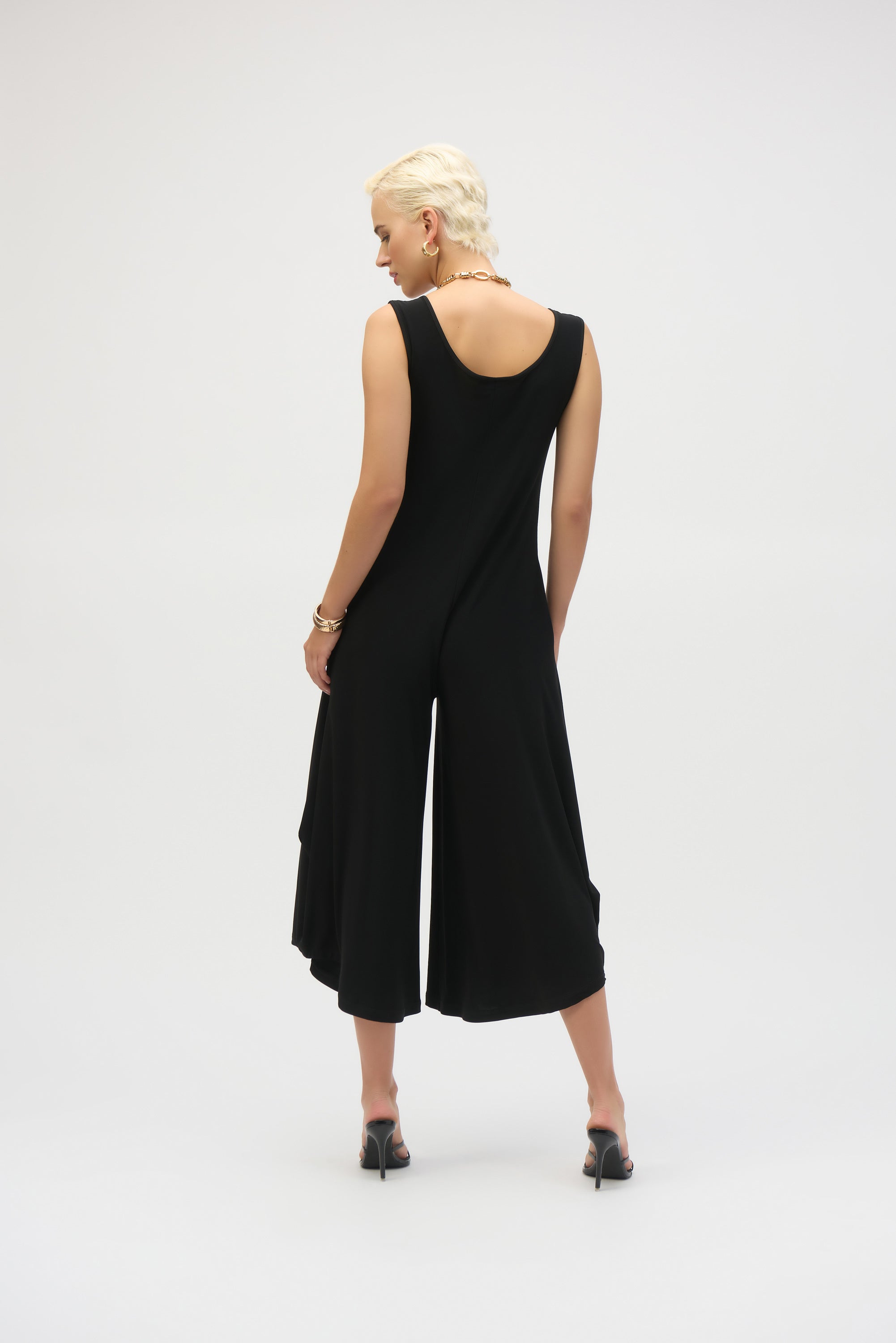 Silky Knit Wide-Leg Sleeveless Jumpsuit (252056)