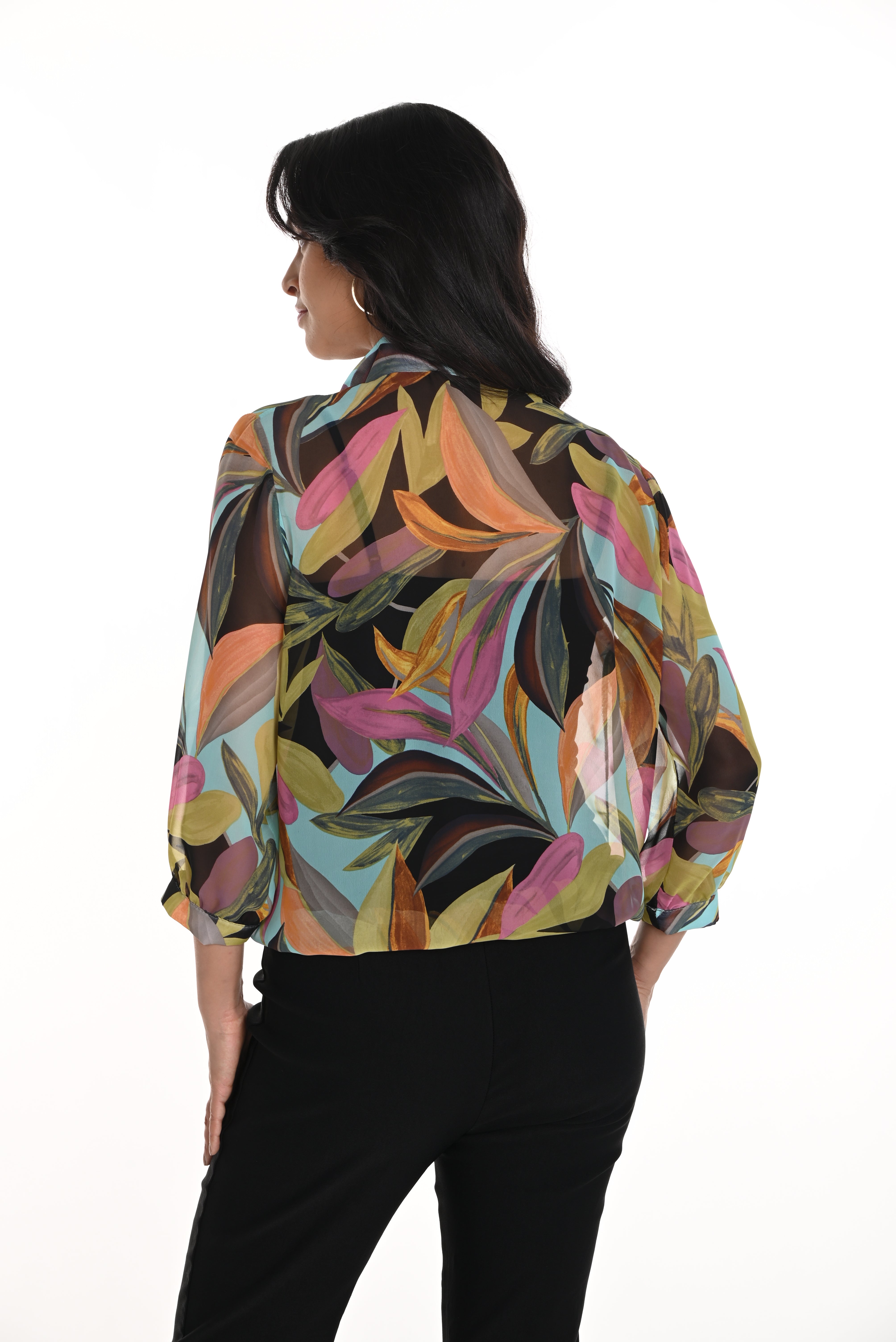 Sheer Tropical Short Sleeve Jacket (256240)