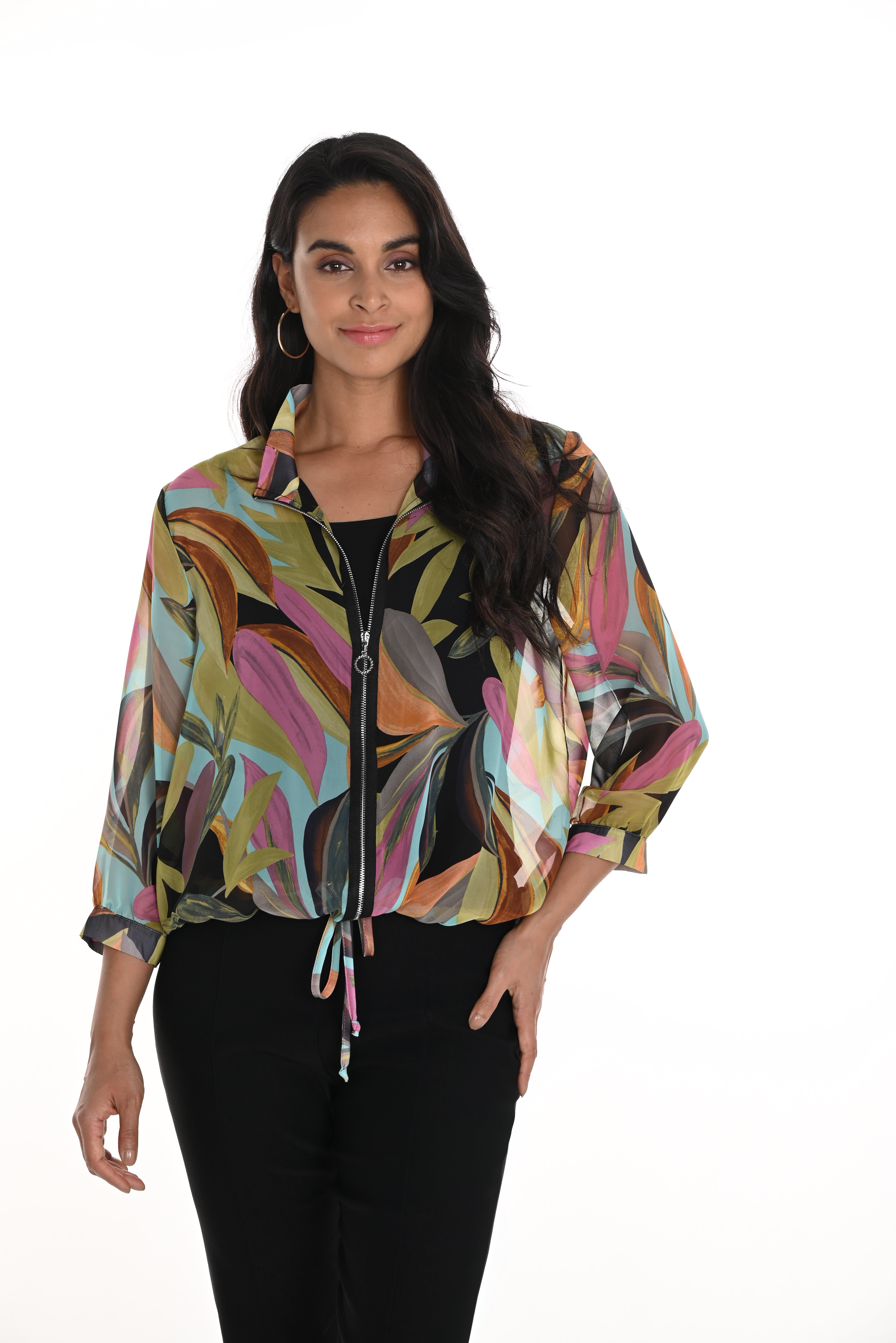 Sheer Tropical Short Sleeve Jacket (256240)