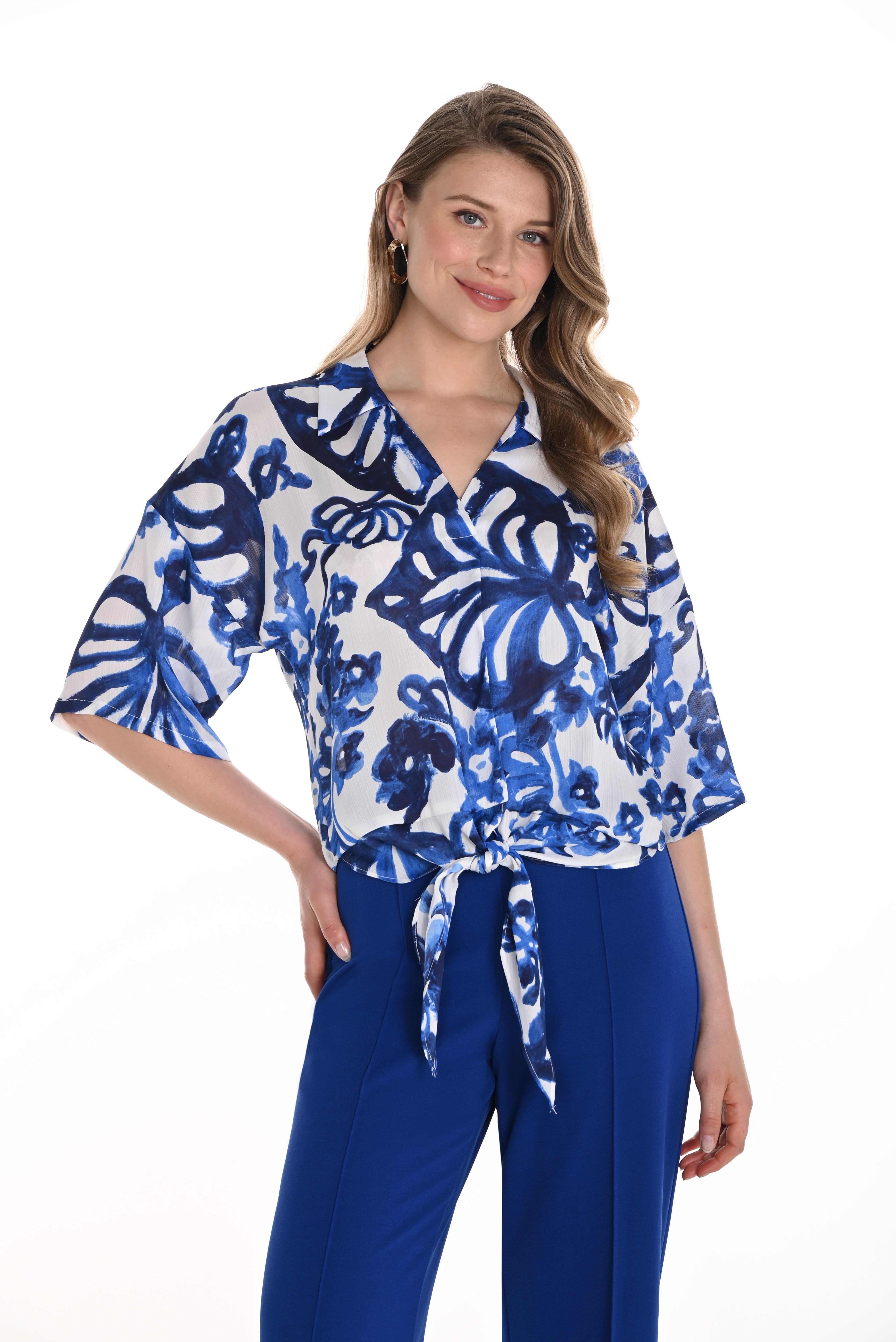 Tie Front Printed Top (256382)