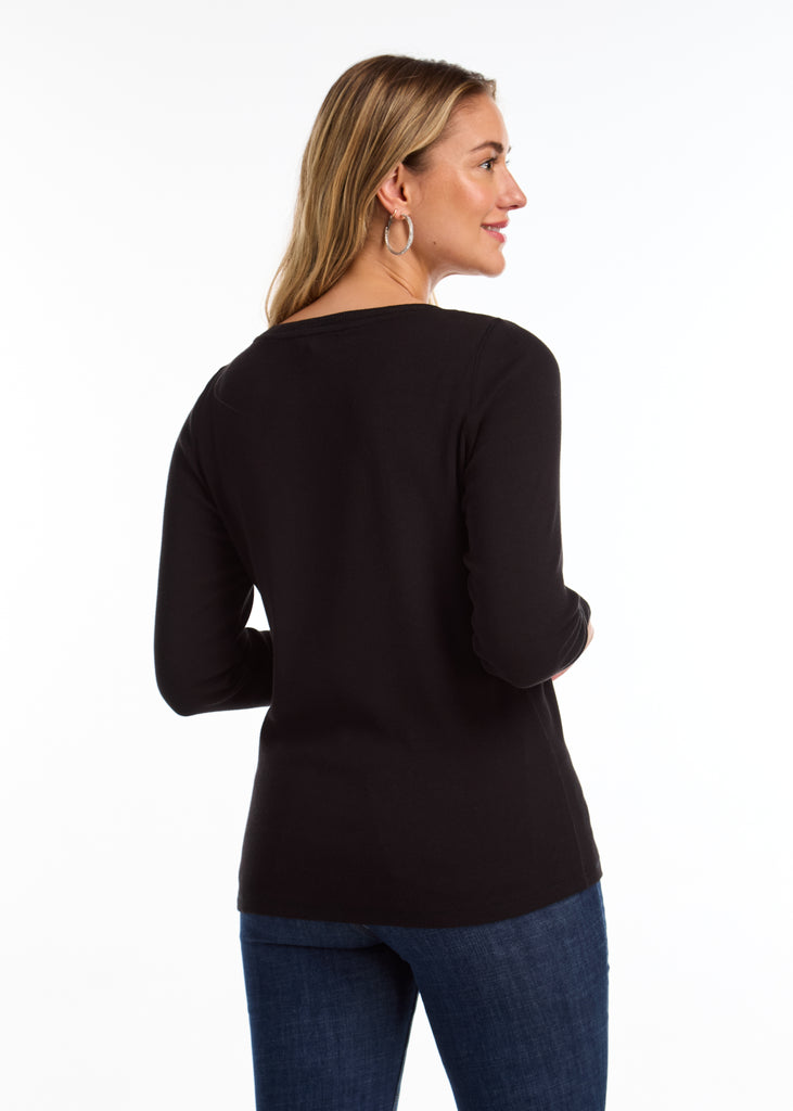 Long Sleeve Boat Neck Top (3259161)