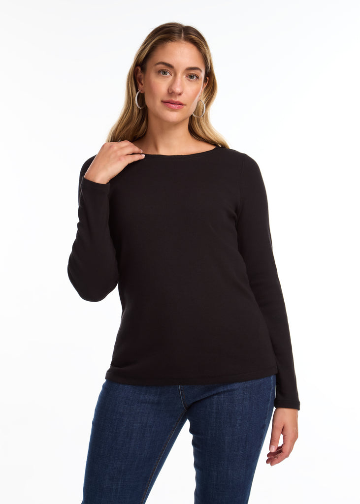 Long Sleeve Boat Neck Top (3259161)