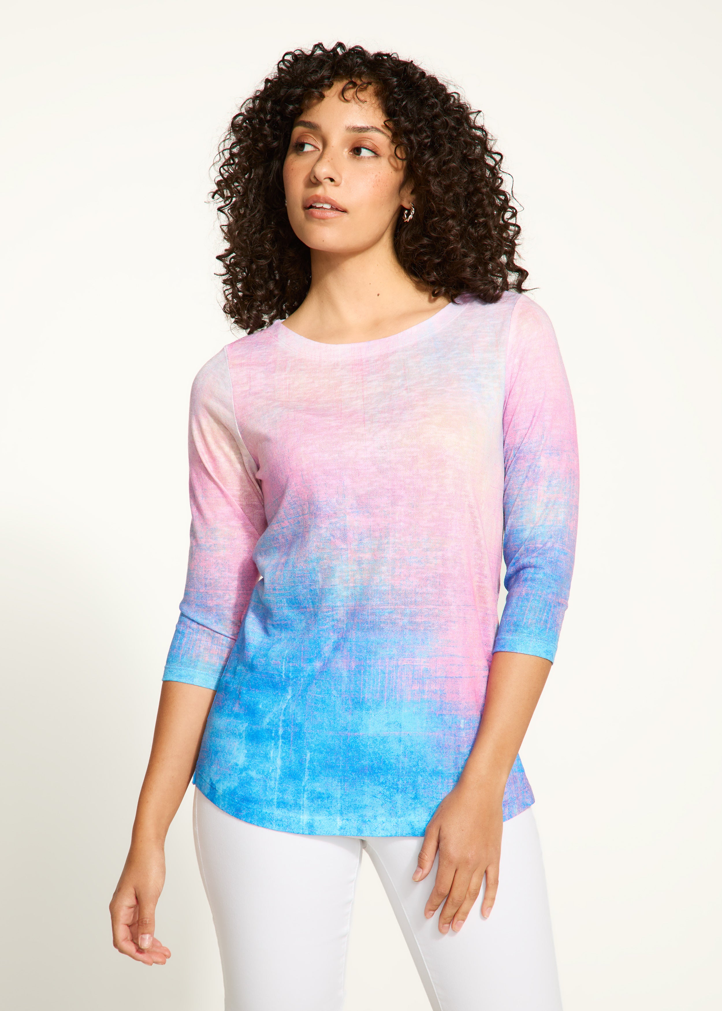 3/4 Sleeve Boat Neck Top (3606451)