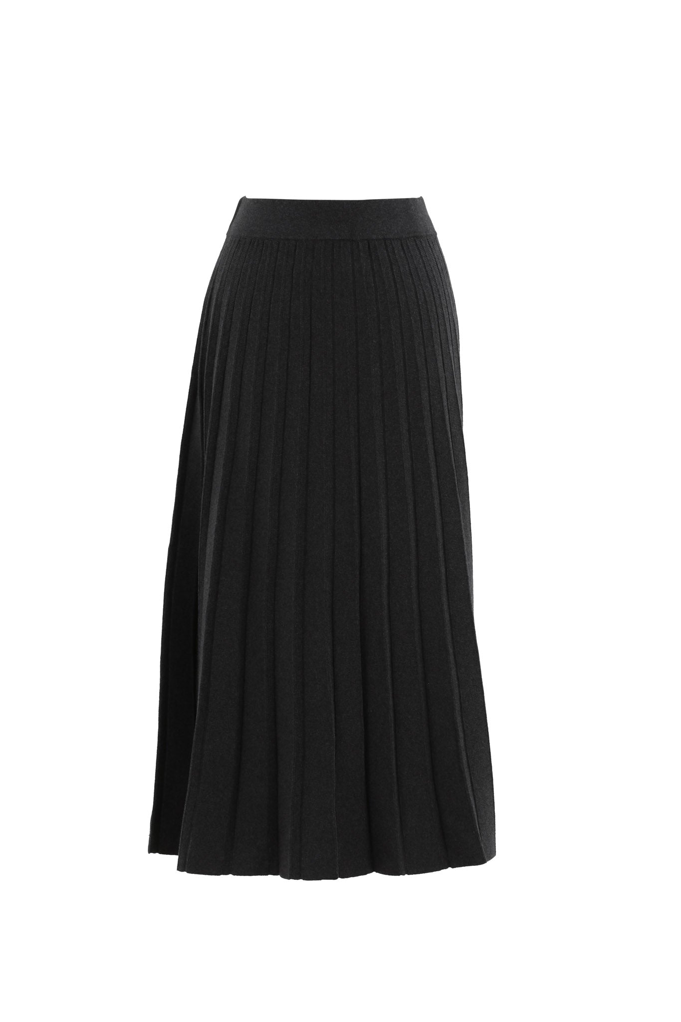 A-Line Pleated Knitted Midi Skirt (7176)