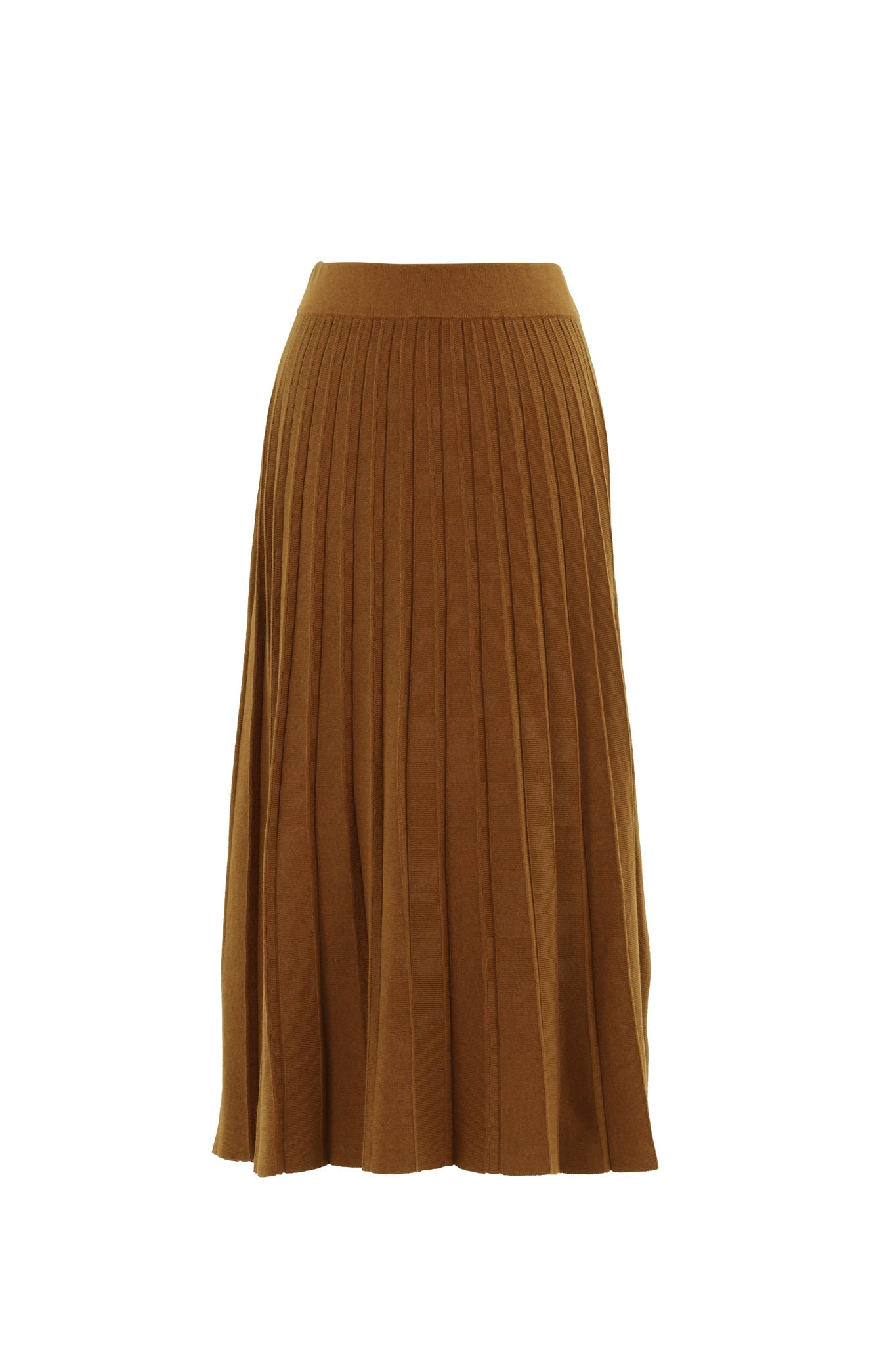 A-Line Pleated Knitted Midi Skirt (7176)