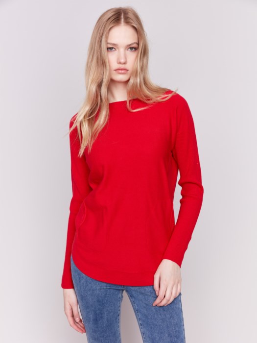 Knit Sweater with Lace-Up Cuffs (C2380W464A)