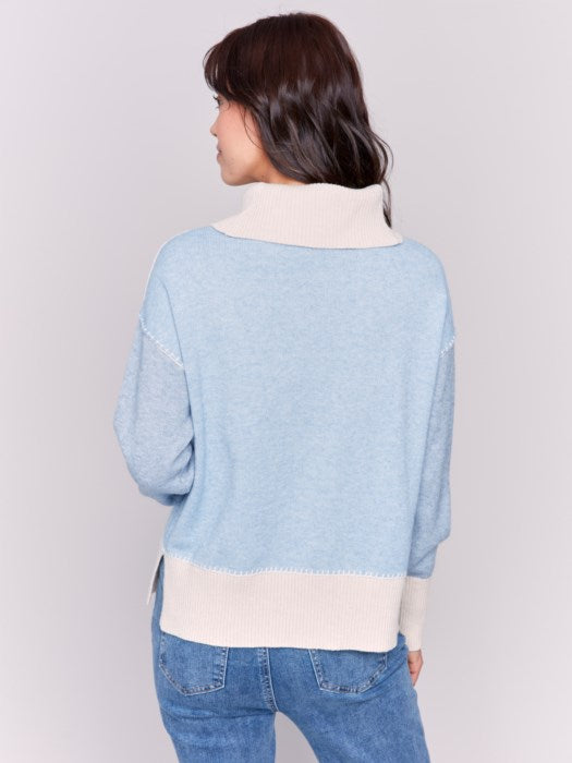 Color Block Turtleneck Sweater (C2655974A)