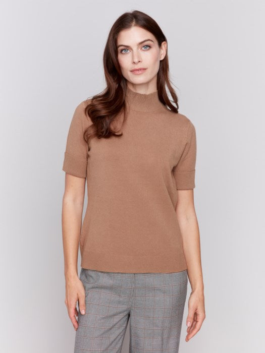 Short Sleeve Mock Neck Sweater (C2677464A)