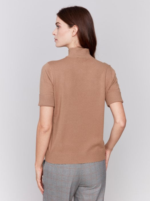 Short Sleeve Mock Neck Sweater (C2677464A)