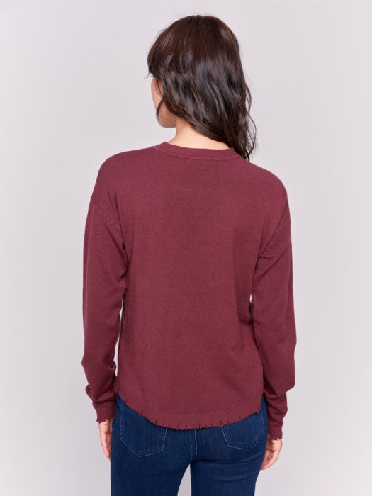 Frayed Edge Round Hem Sweater (C2707464A)