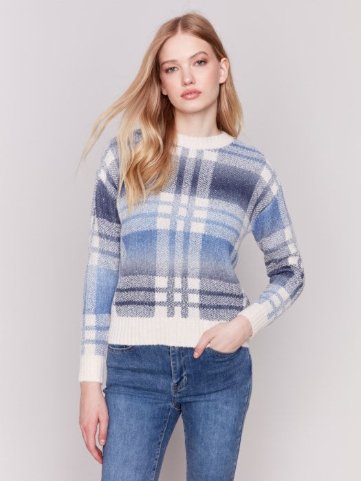 Plaid Space Dye Sweater (C2709751B)