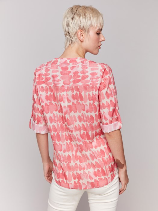 Printed Viscose Half-Button Blouse (C4188R884B)