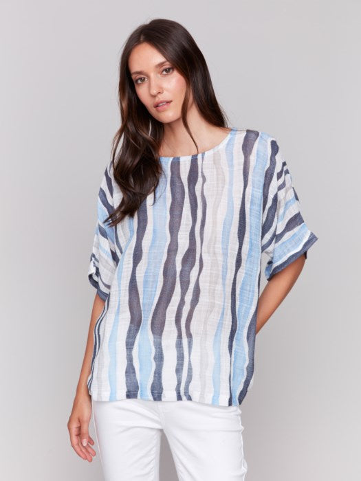 Printed Cotton Gauze Dolman Blouse (C4296A274C)