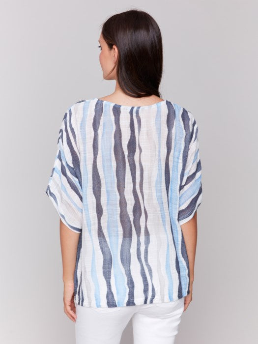 Printed Cotton Gauze Dolman Blouse (C4296A274C)