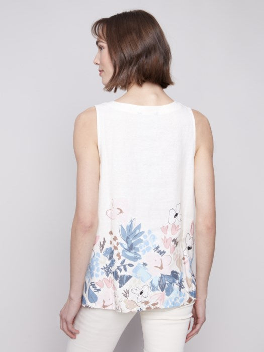 Sleeveless Printed Linen Blend Top (C4532BY229B)