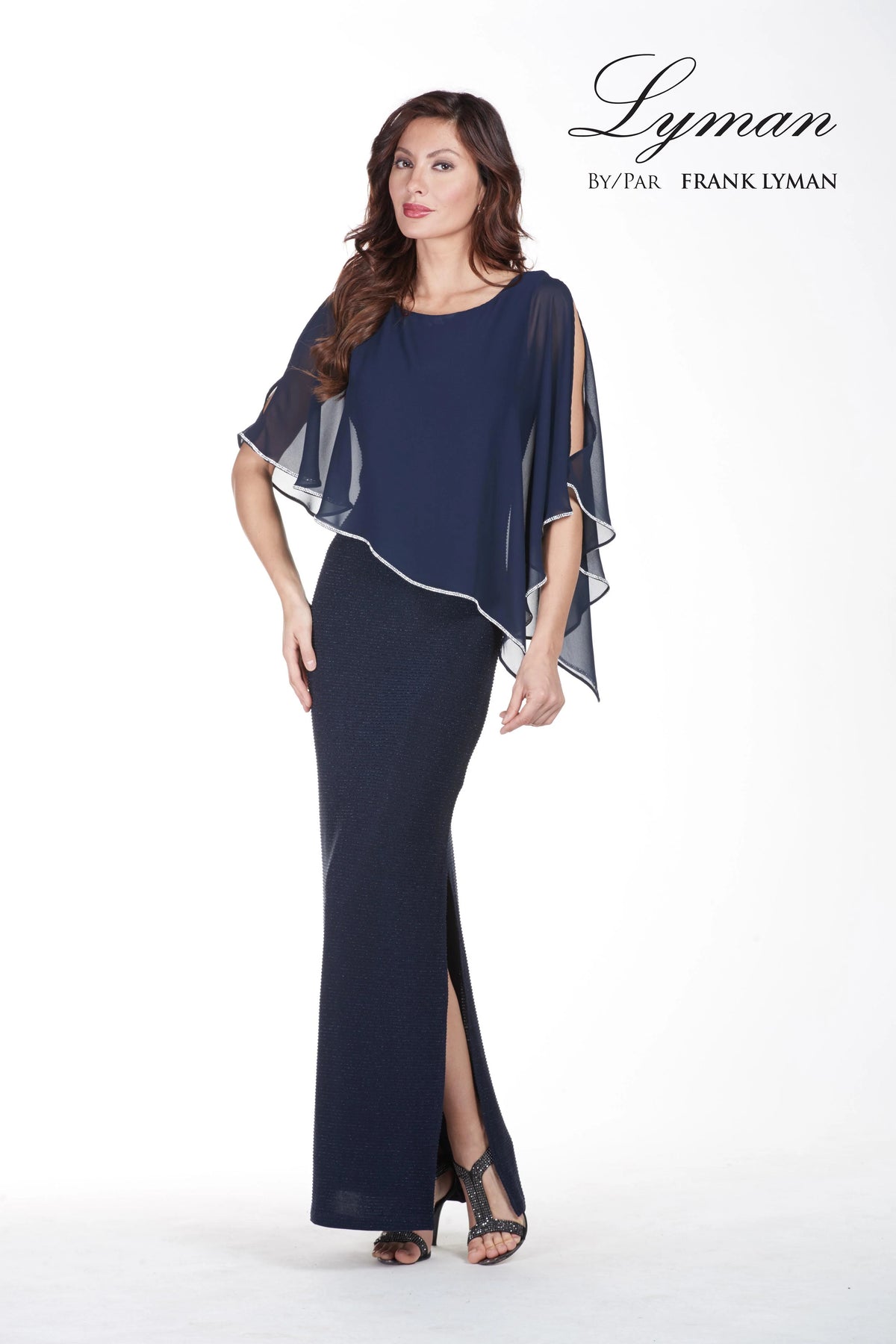 Long Dress with Sheer Overlay (FL0001) | Violet's of Strathroy